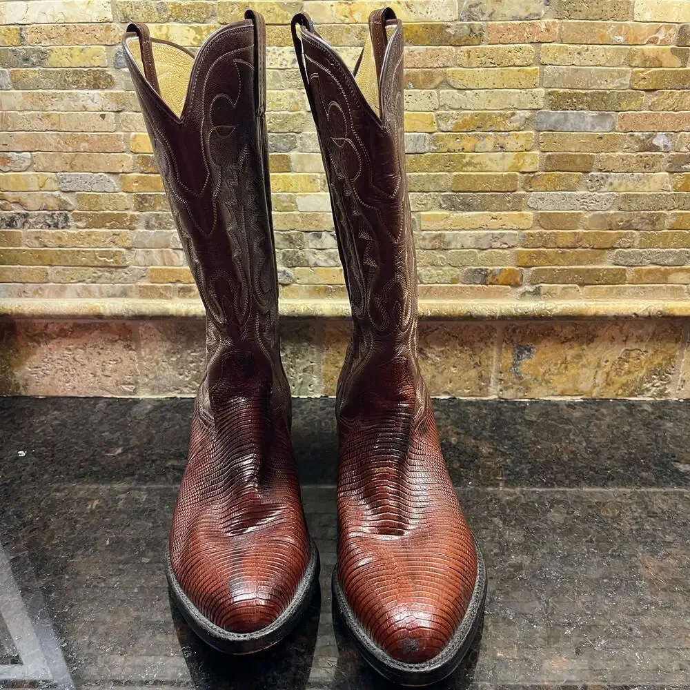 Vintage Panhandle Slim Leather Western Lizard Cowboy Boots Sz 6.5 - Picture 4 of 10